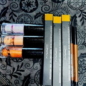 MAC eye bundle dazzle glass/brow, pencil/new inbox liquid liner